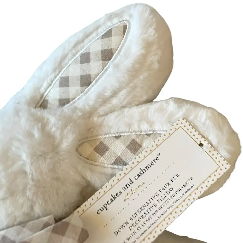 Cupcakes & Cashmere WHITE Bunny Rabbit Throw Pillow Easter Spring Farmhouse New